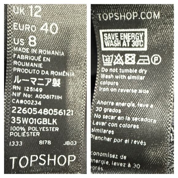 Topshop Slip Dress Women's 8 Black Satin Y2K Lace Hem Midi Goth Fairy Witch Sexy - Picture 4 of 5